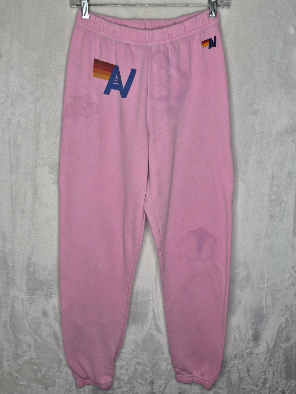 Aviator Nation Womens Light Pink Sweatpants Striped A Logo Patch Size Small